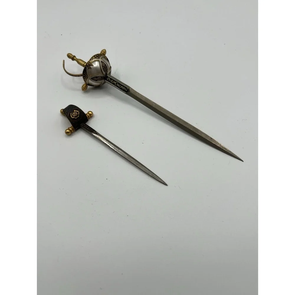 Vintage Lot Toledo Black Gold‎ Decorative Blade Dagger Sword Letter Opener Knife